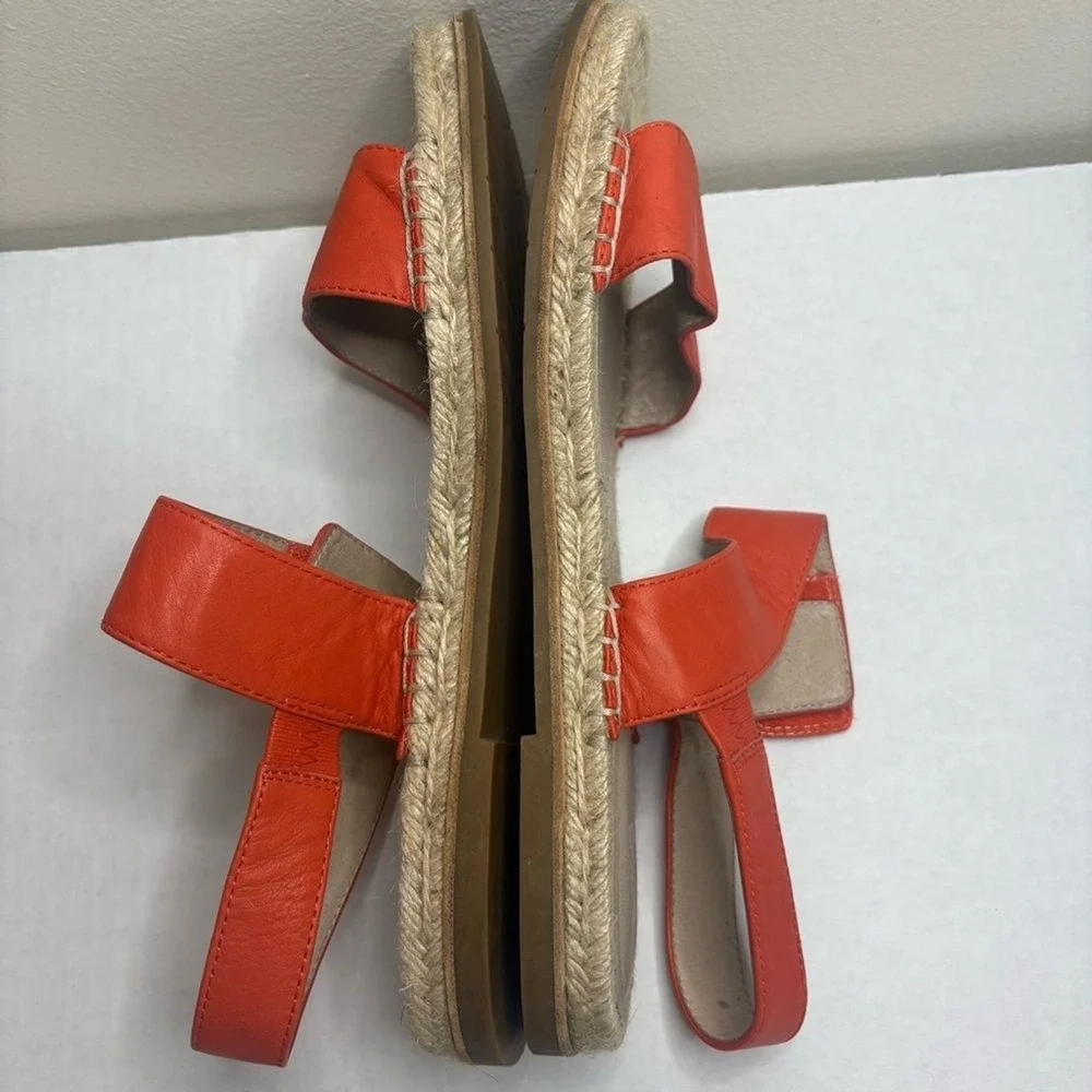 Eileen Fisher Espadrille Sandals Size 9 Orange Leather
